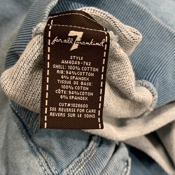 Men's 7 for All Mankind Full Zip Sweatshirt/Jacket in Denim Blue Size XL - Picture 5 of 5